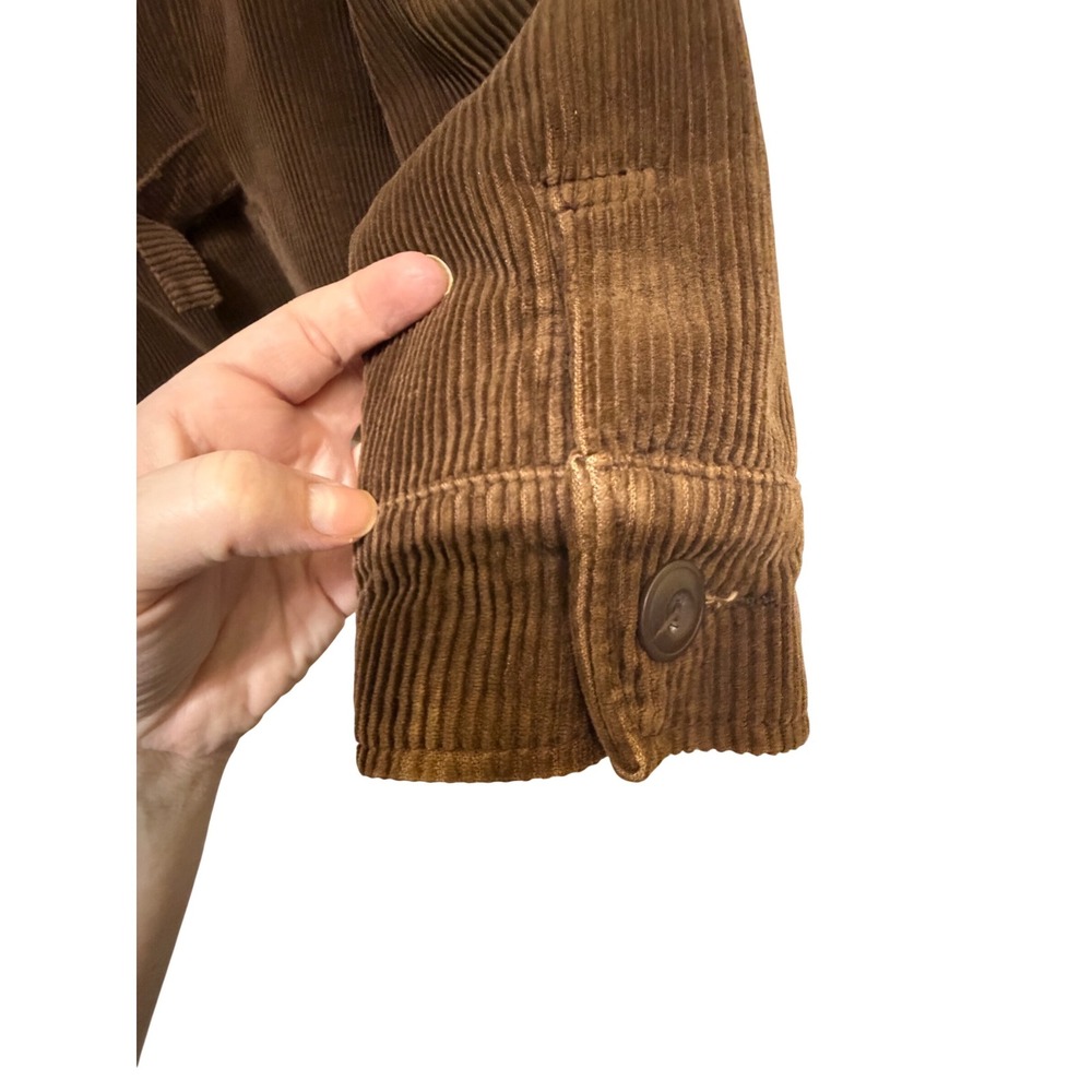 Vintage American Eagle Brown Corduroy Jacket Cinch Back Orange Lining Large - Picture 5 of 10